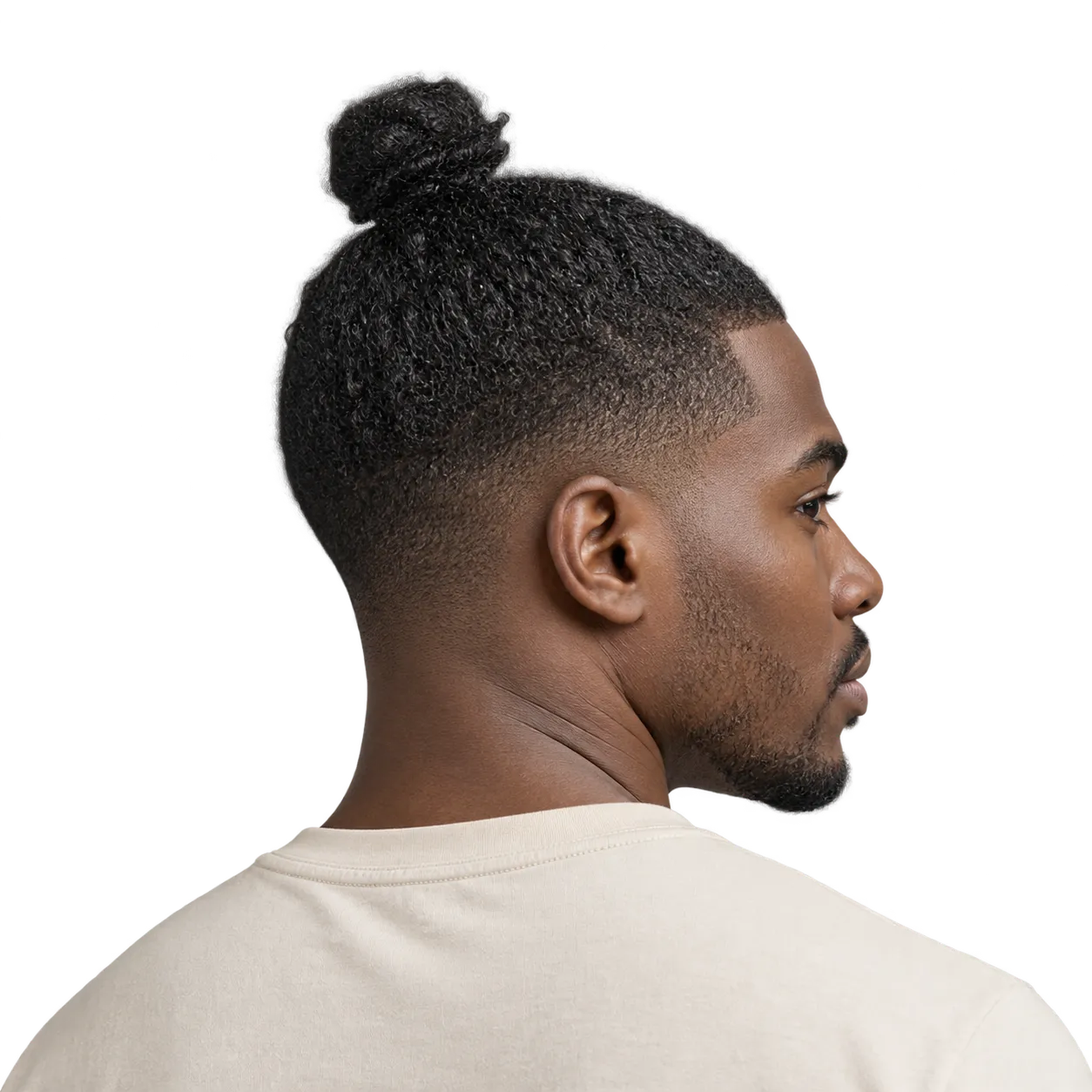 Transparent editorial reference showing a tied top knot above a tapered perimeter.